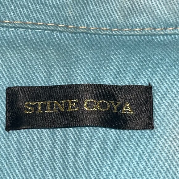 STINE GOYA TURQUOISE DENIM BUTTON FRONT BELTED SHIRT DRESS - EUC - EXTRA SMALL - Picture 11 of 13